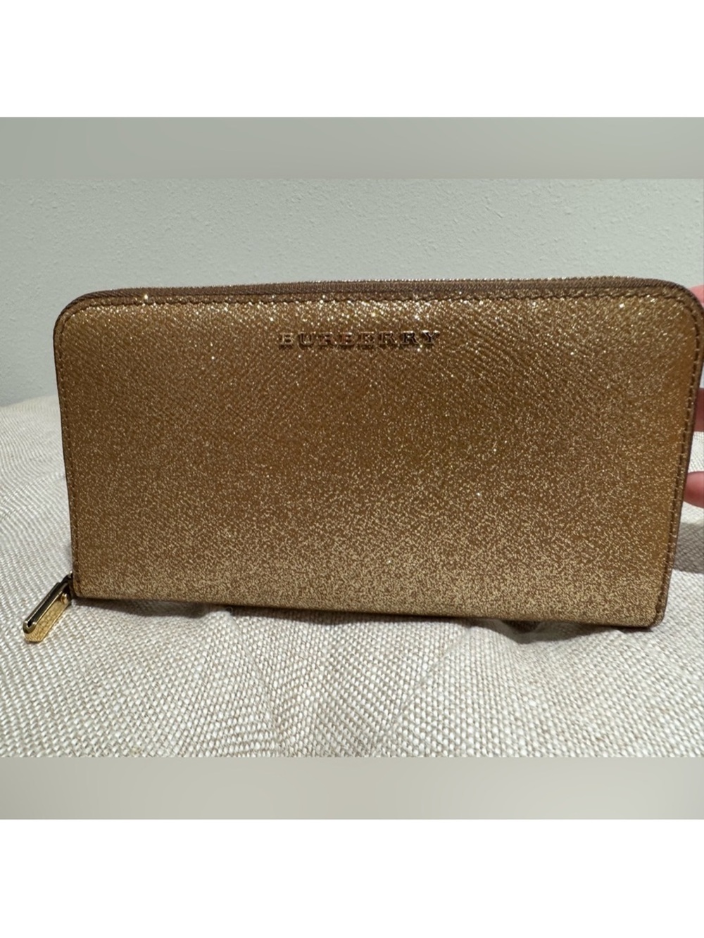 Burberry Gold Zip-Around Wallet